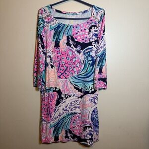 Lilly Pulitzer UPF 50+ Sophie Shift Dress Women's XL Colorful Paisley Floral